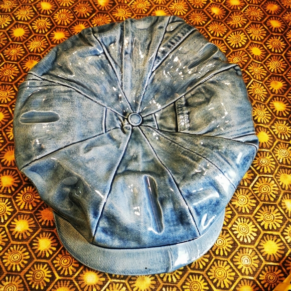 Vintage Denim Newsboy Cap Hat Ceramic Ashtray Trinket Dish Wall Hanging - Picture 6 of 17